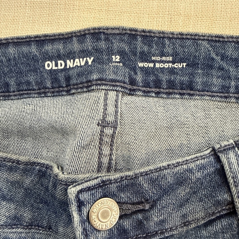 Old Navy Wow Bootcut Jeans Womens 12 Long Blue Mid Rise Stretch Denim Y2K - Picture 10 of 12